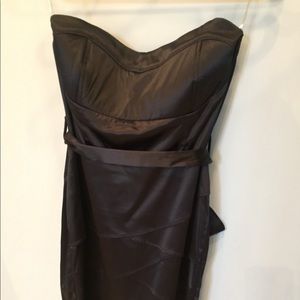Strapless satin black dress